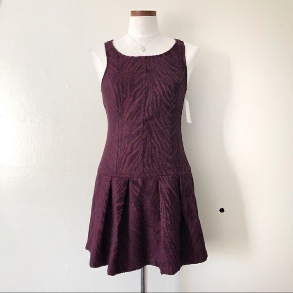Free People Mulberry Chenille Fit Flare Mini Dress Size 4 - Picture 3 of 7